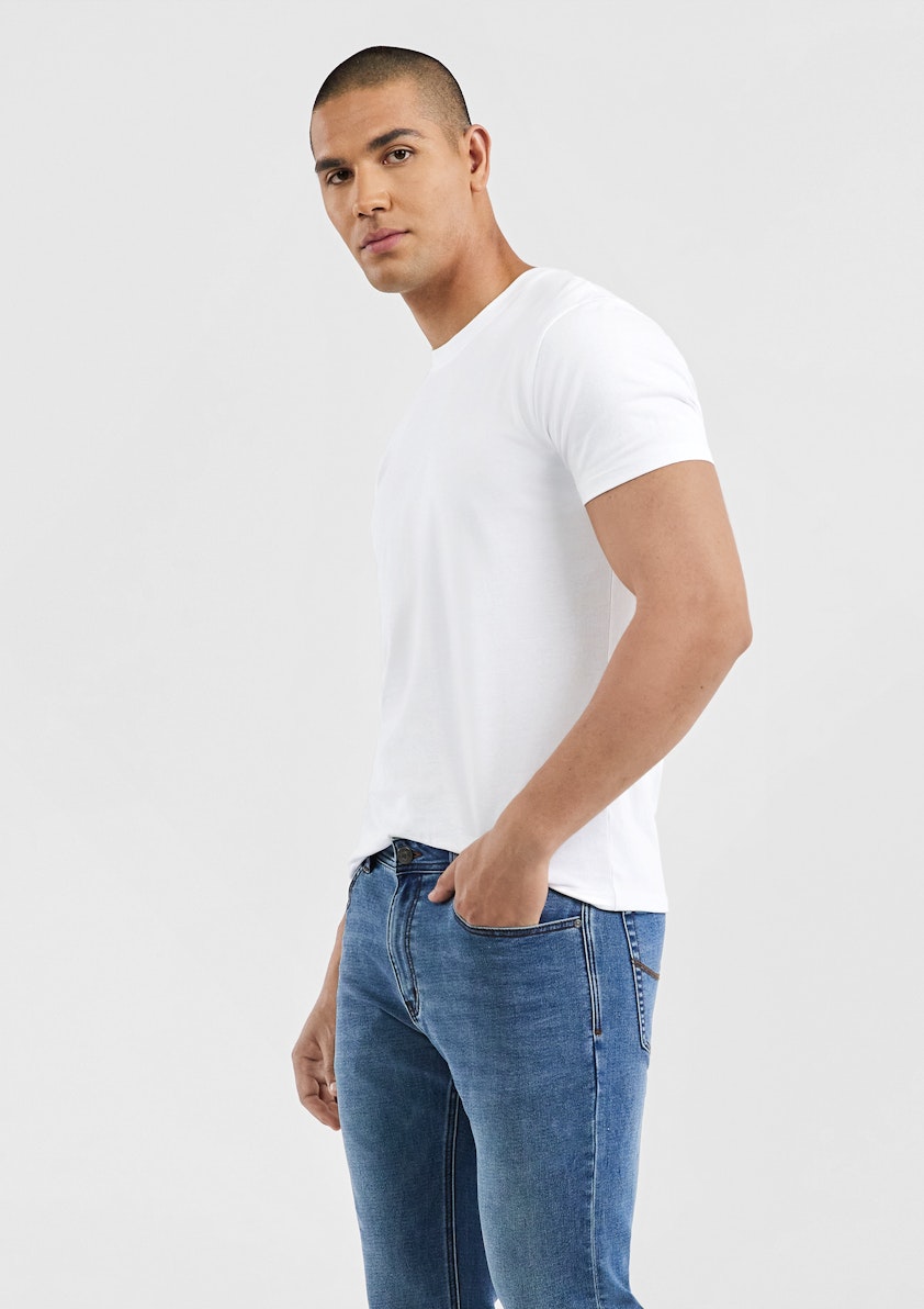 White Pure Cotton Crew Neck T Shirt