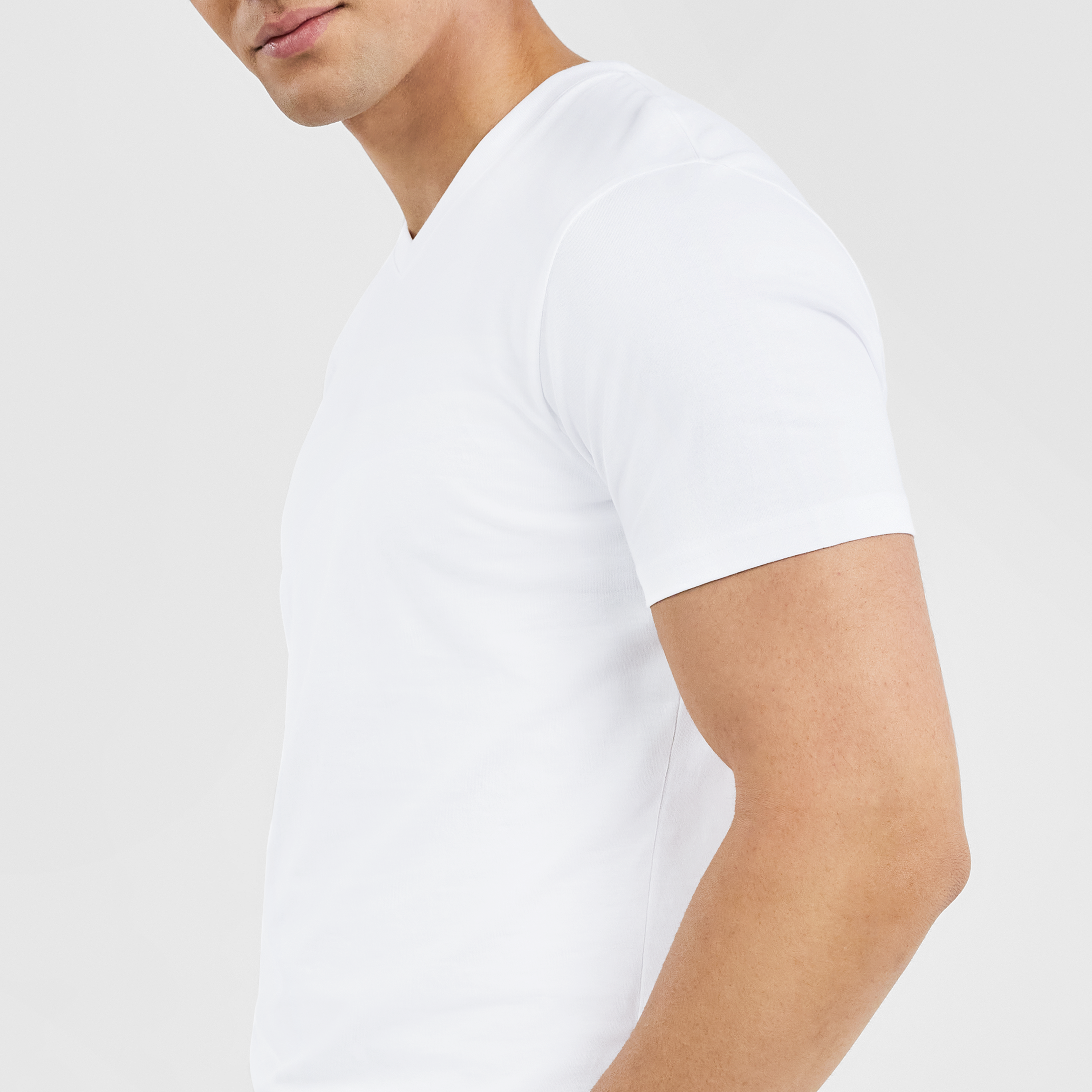 White Pure Cotton V Neck T Shirt | Men's Tops | Tarocash AU