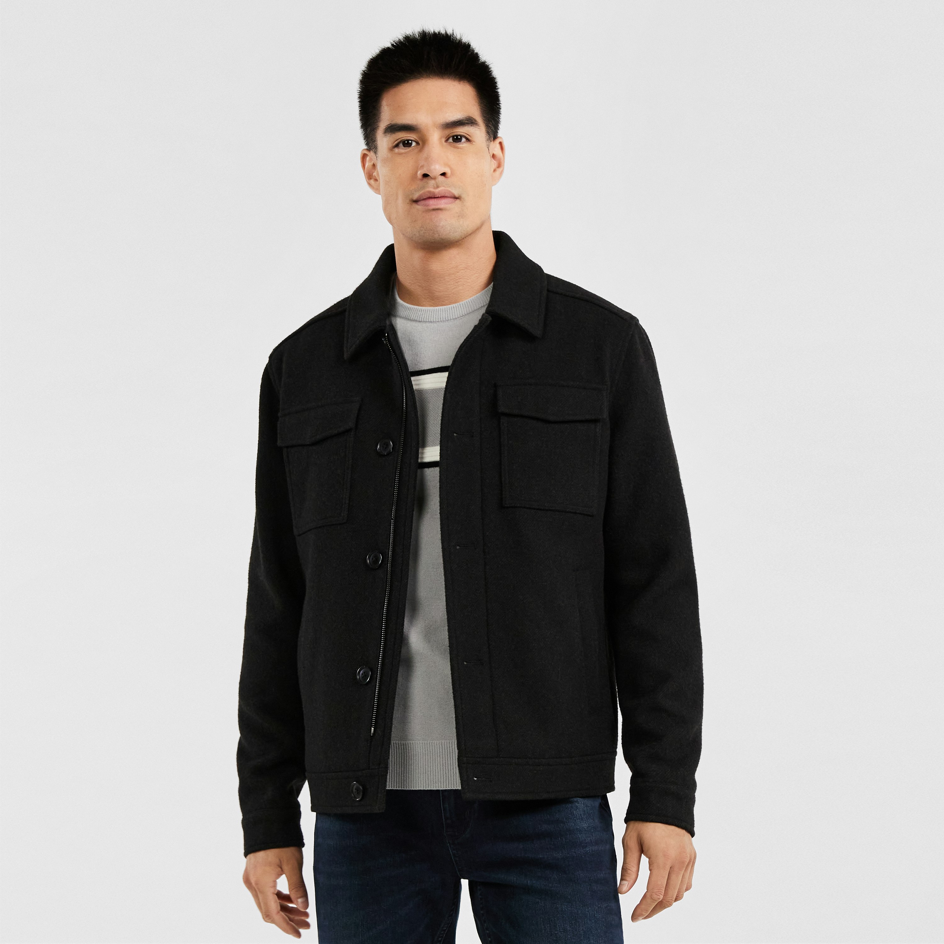 Black Urban Wool Jacket Men's Tops Tarocash NZ