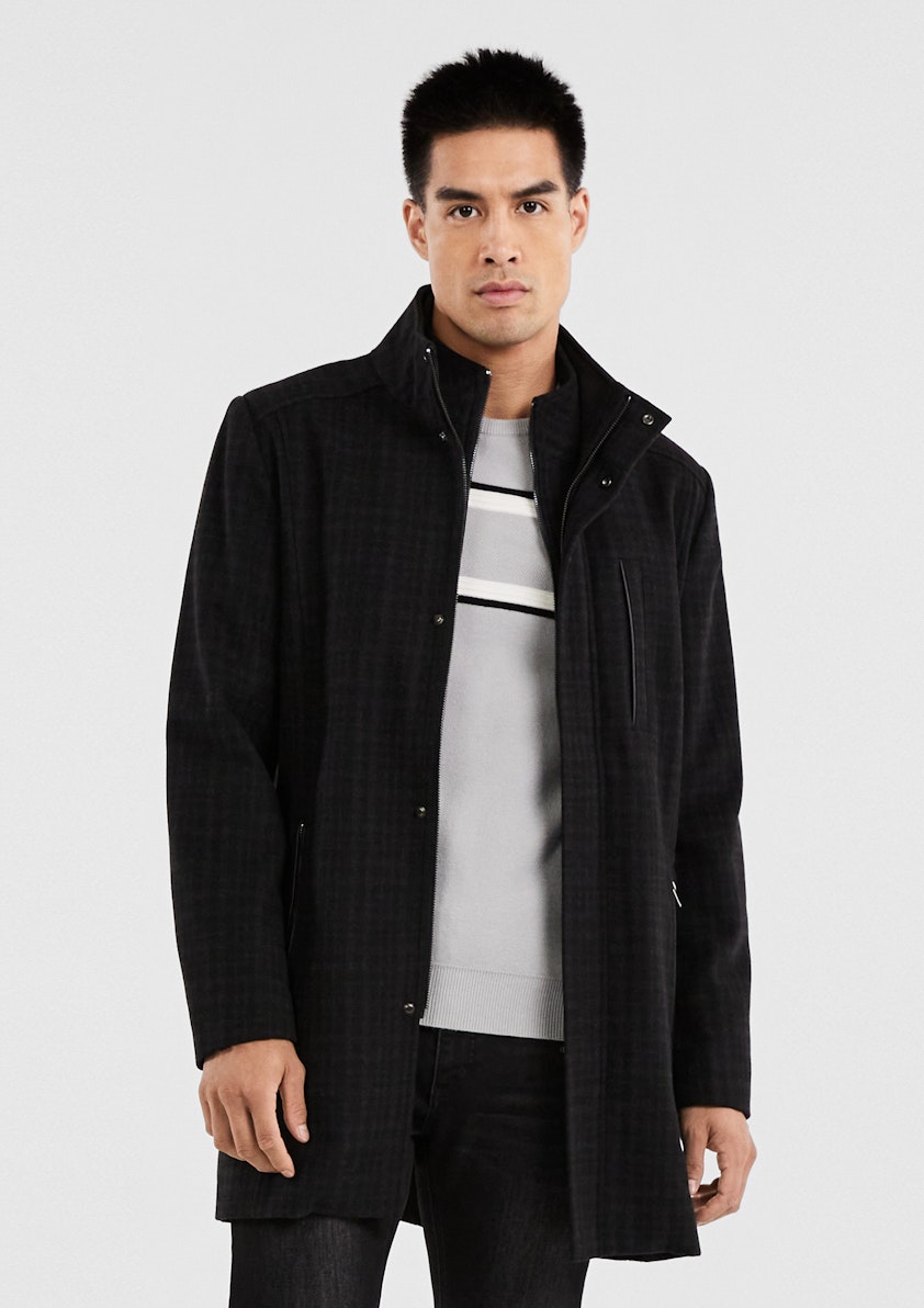 Black Parkmore Check Wool Coat | Men'S Tops | Tarocash Au