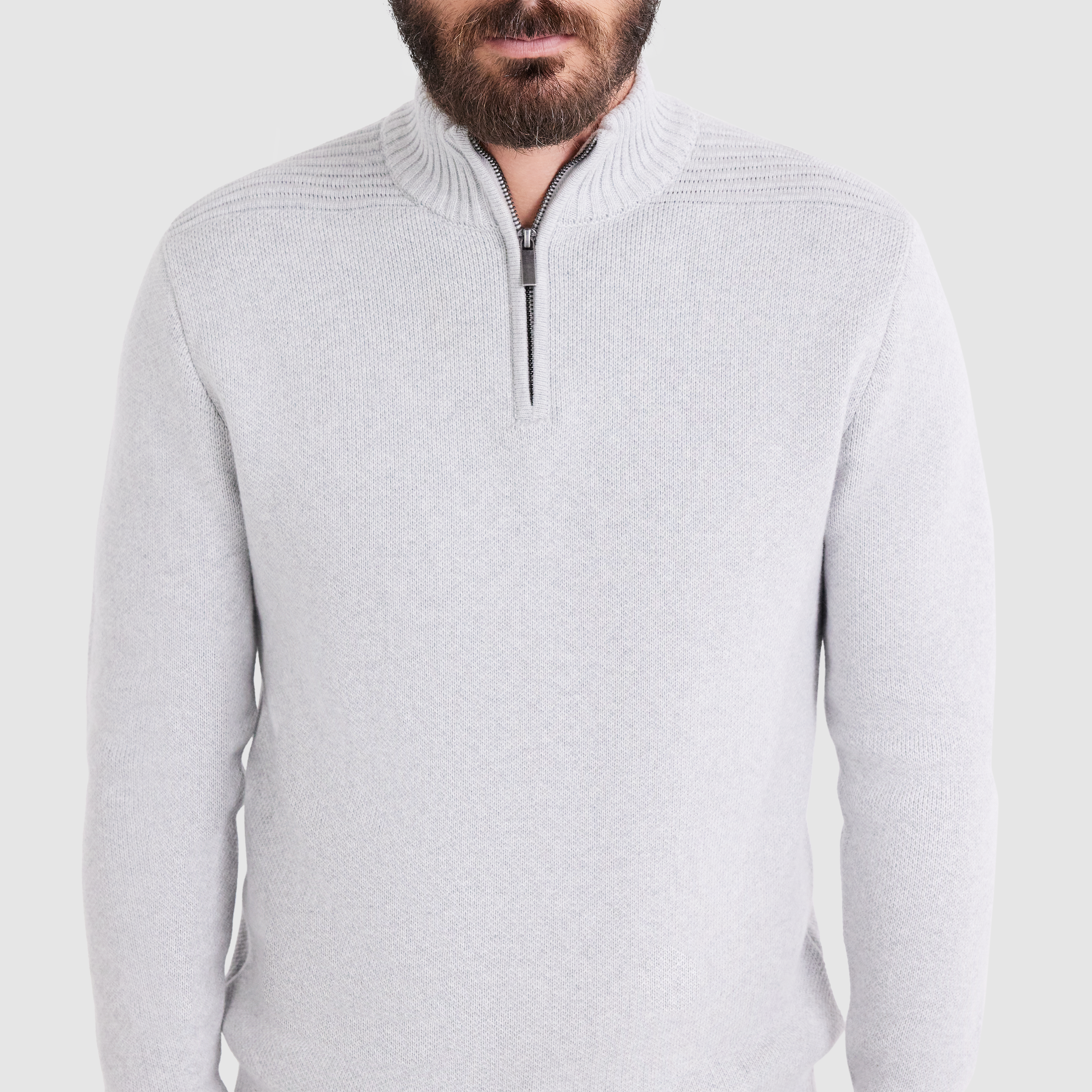 Light Grey Claremont Zip Neck Knit Men's Tops Tarocash AU