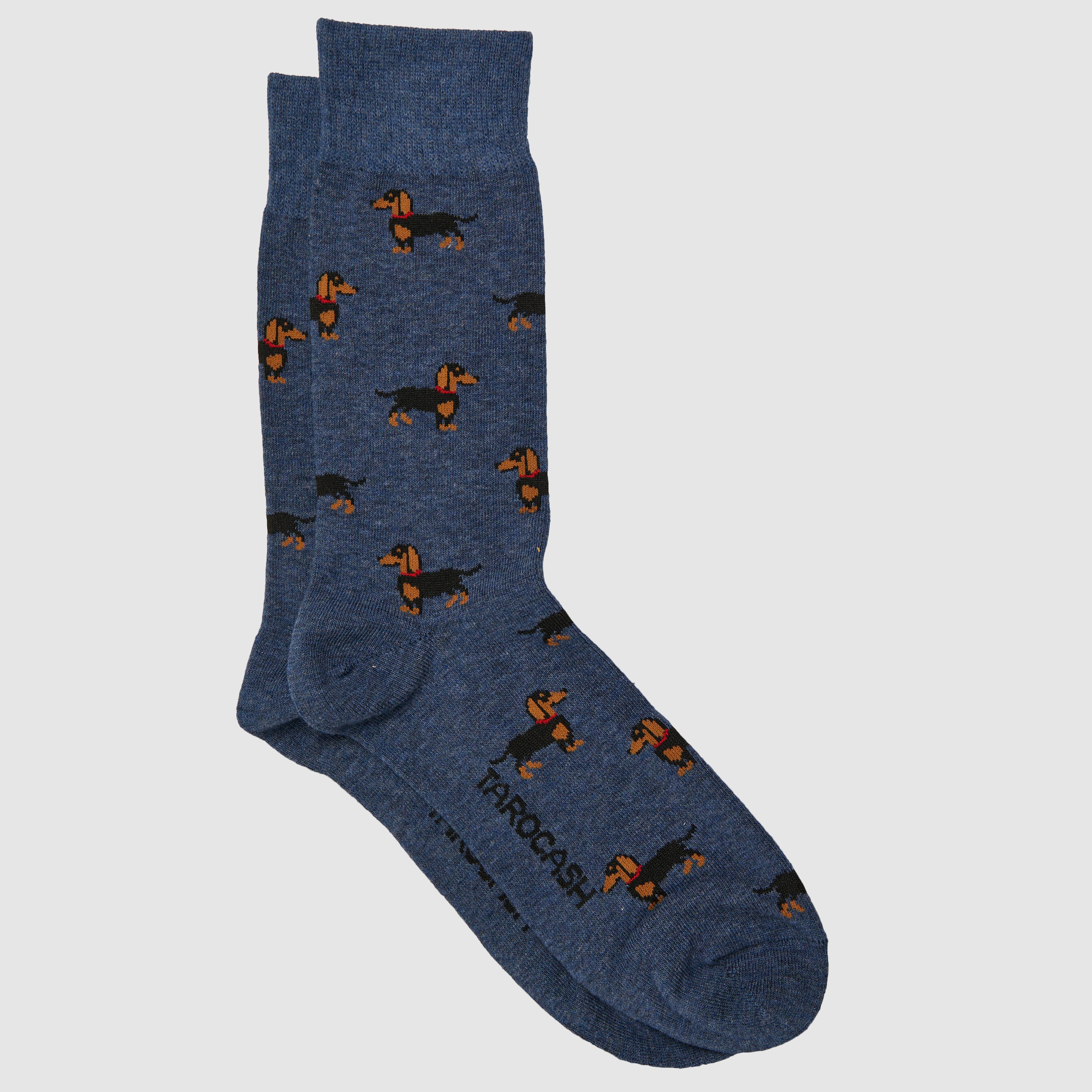 Mid Blue Dachshund Sock | Men's Accessories | Tarocash AU