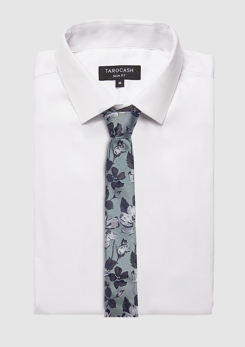 Mid Green Claude Floral Silk Tie