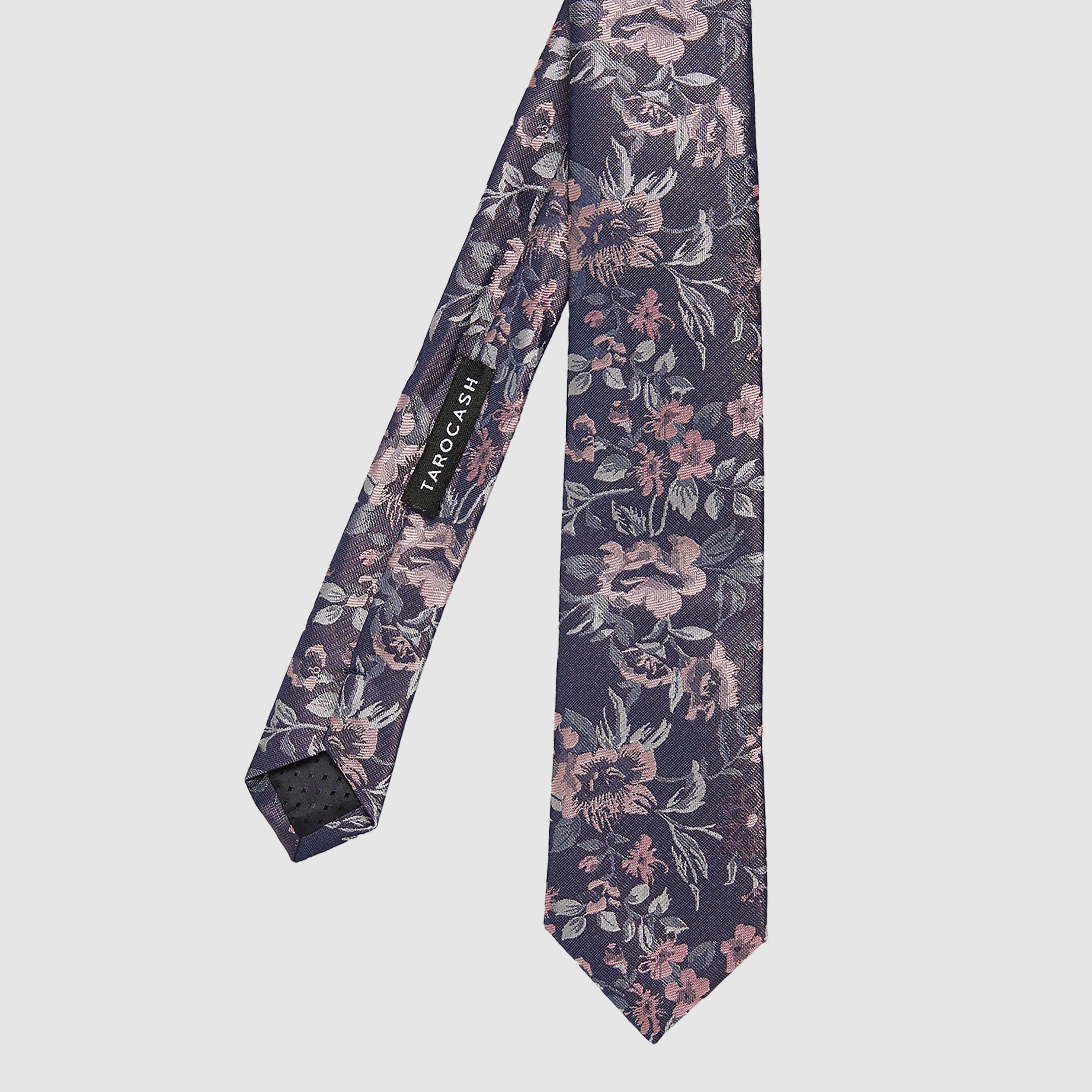 Navy Henri Floral Tie | Men's Accessories | Tarocash AU