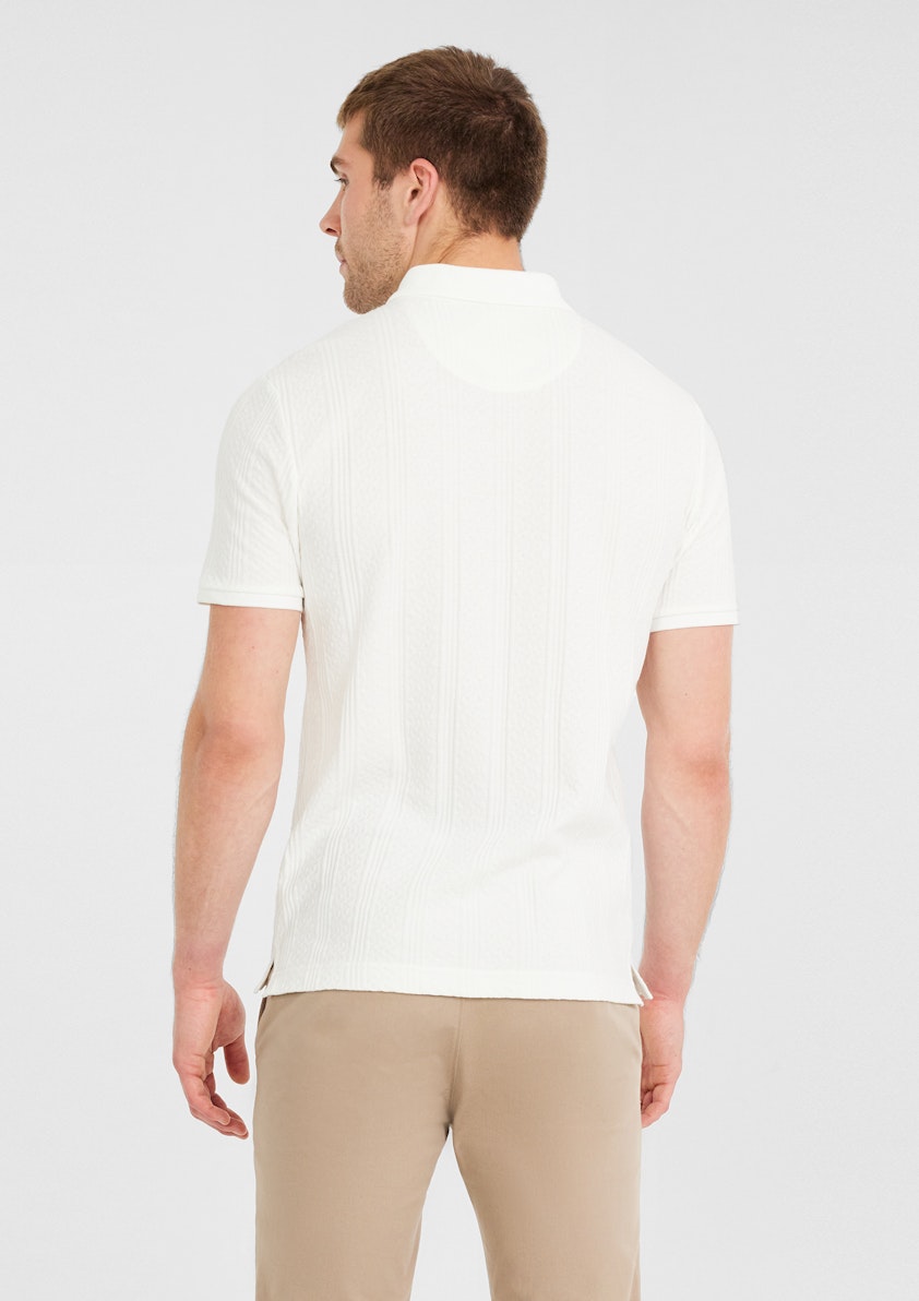 White Leroy Textured Zip Polo