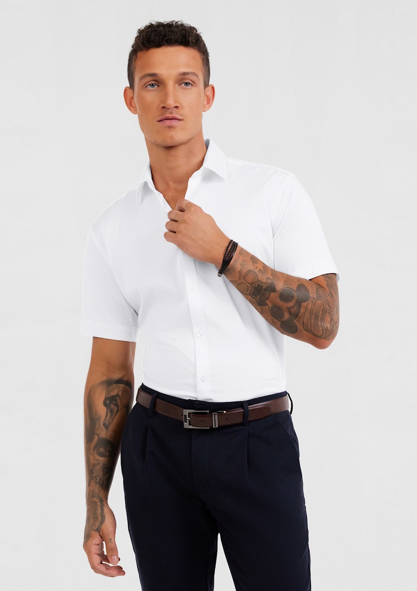 White Jaise Premium Stretch Shirt, Men's Tops
