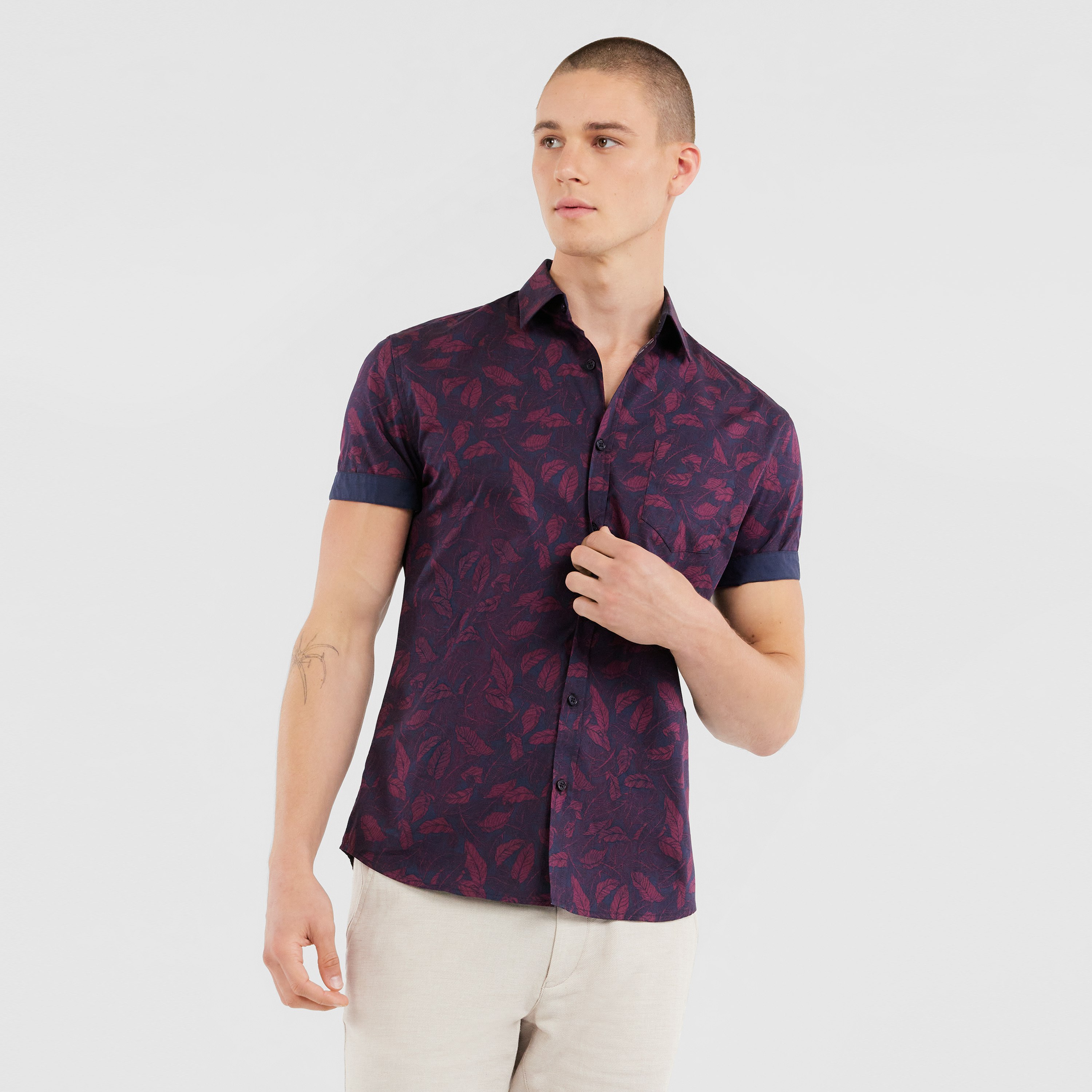 Navy Otis Leaf Shirt 