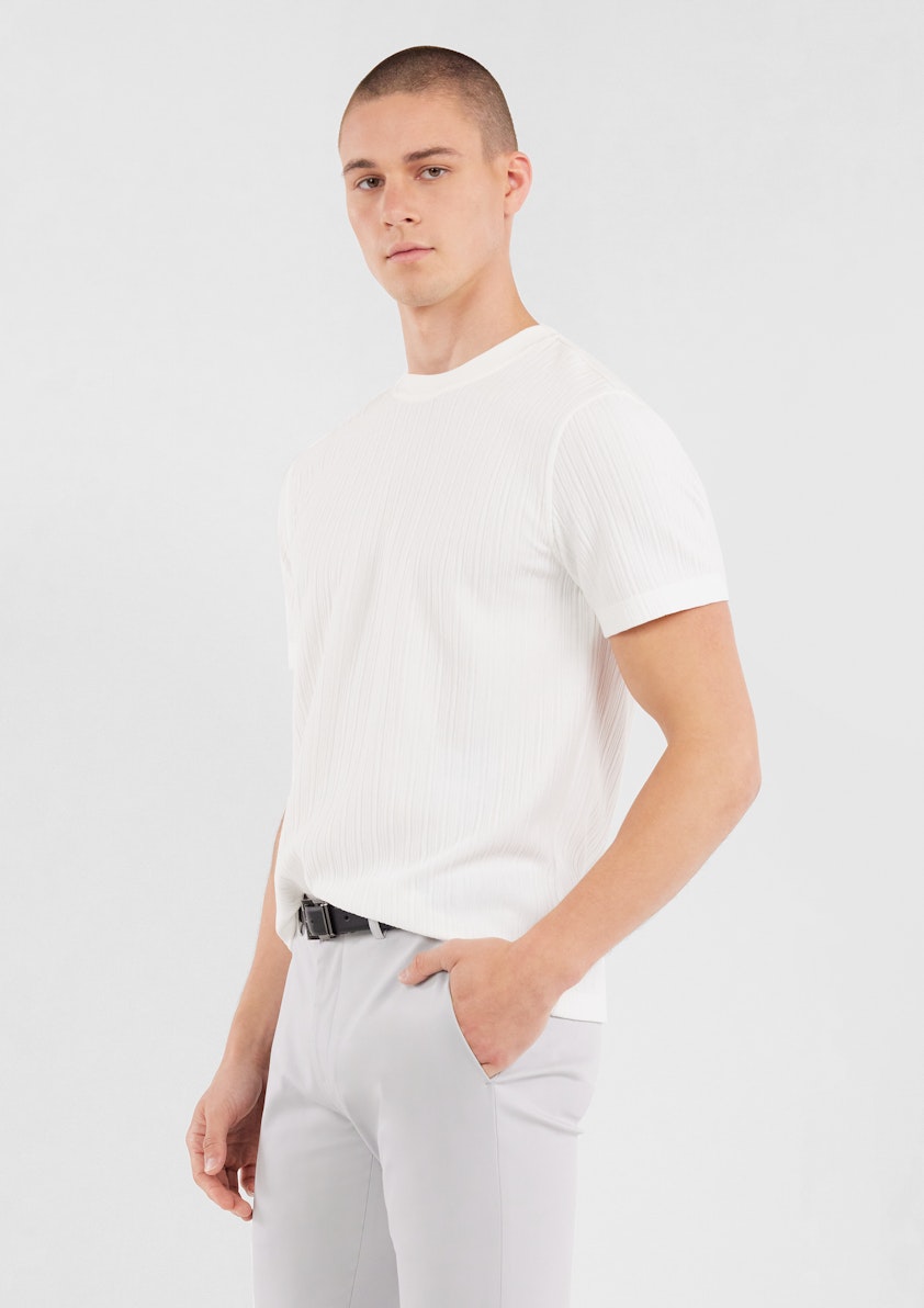 White Anston Rib Crew T Shirt