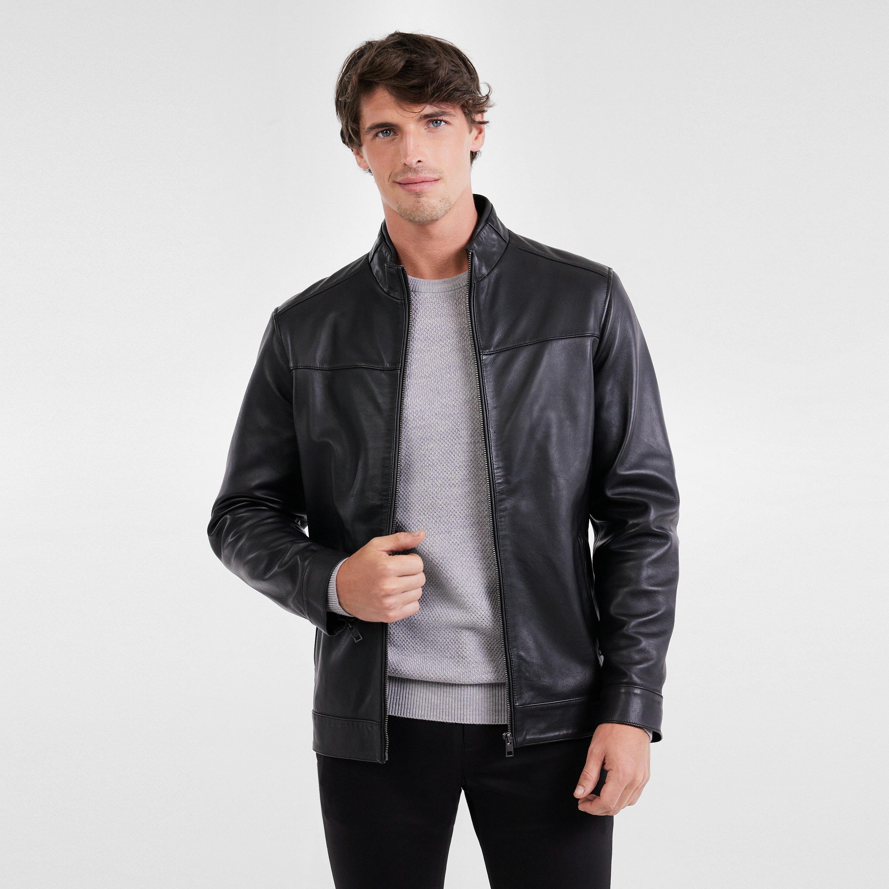 Black Hudson Leather Jacket | Men's Tops | Tarocash AU