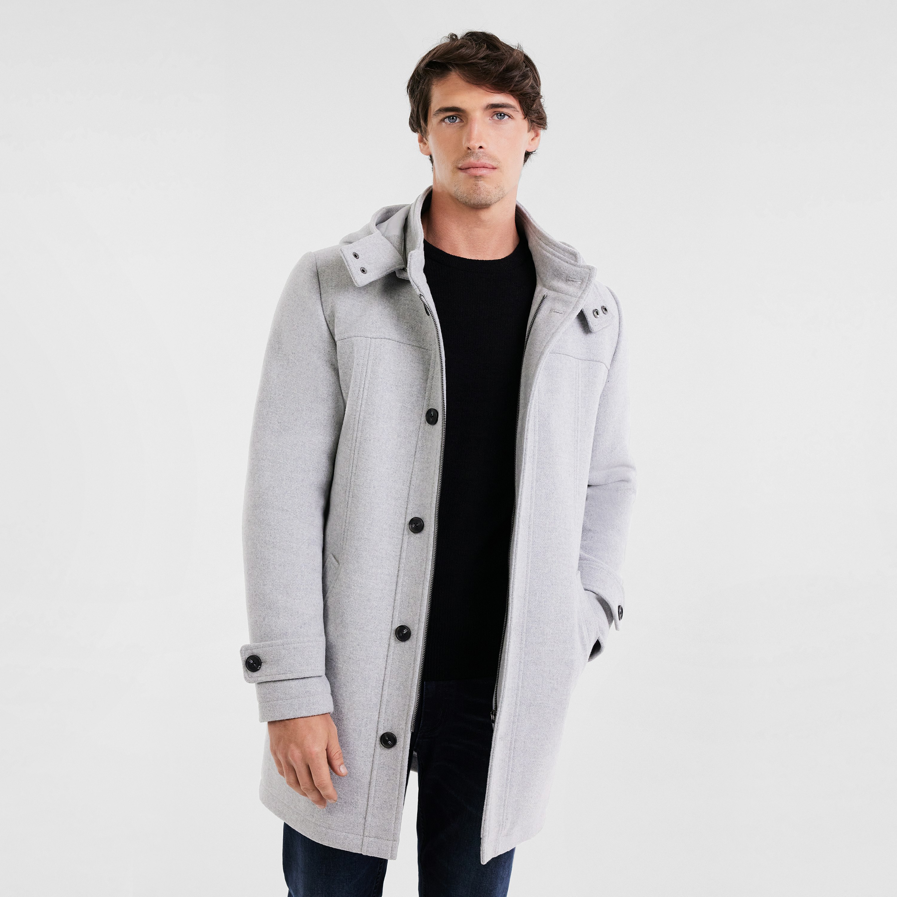 Silver Wakeley Wool Coat | Men's Tops | Tarocash AU