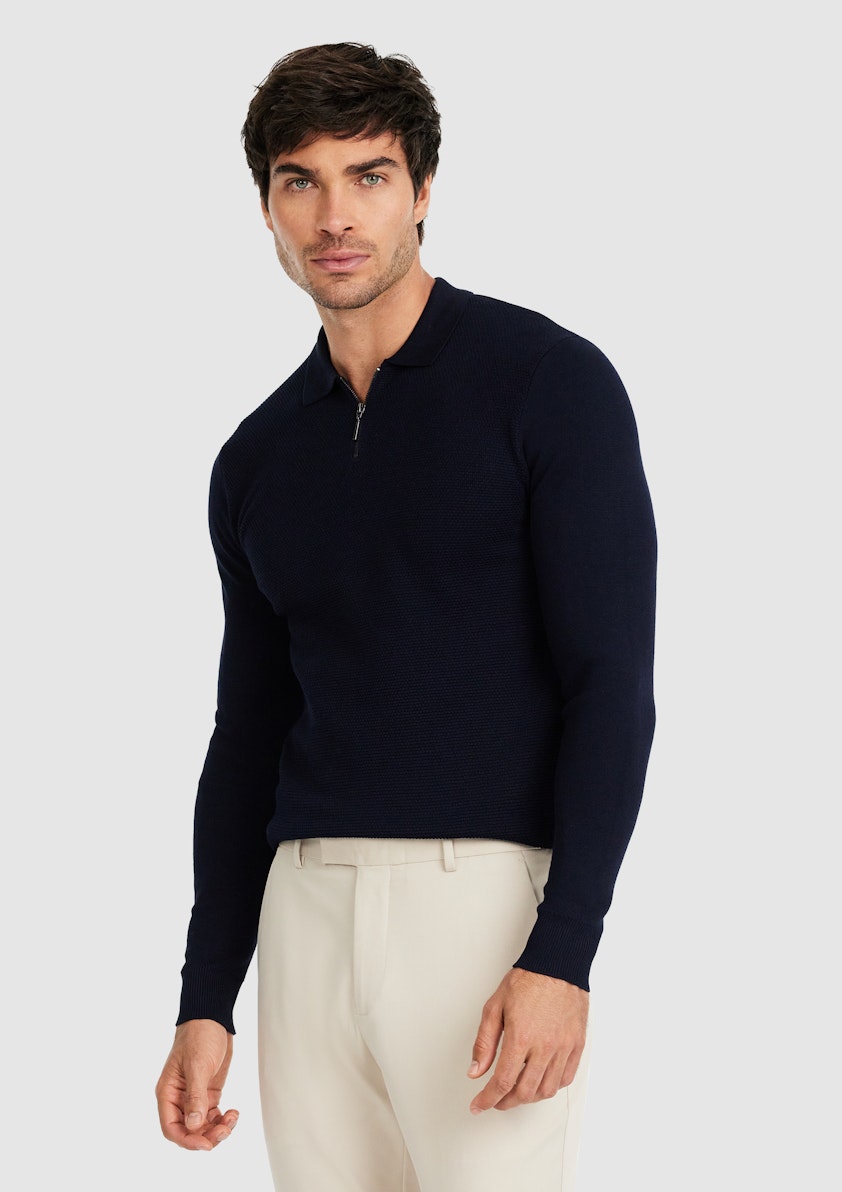 Navy Berkeley Zip Neck Knit