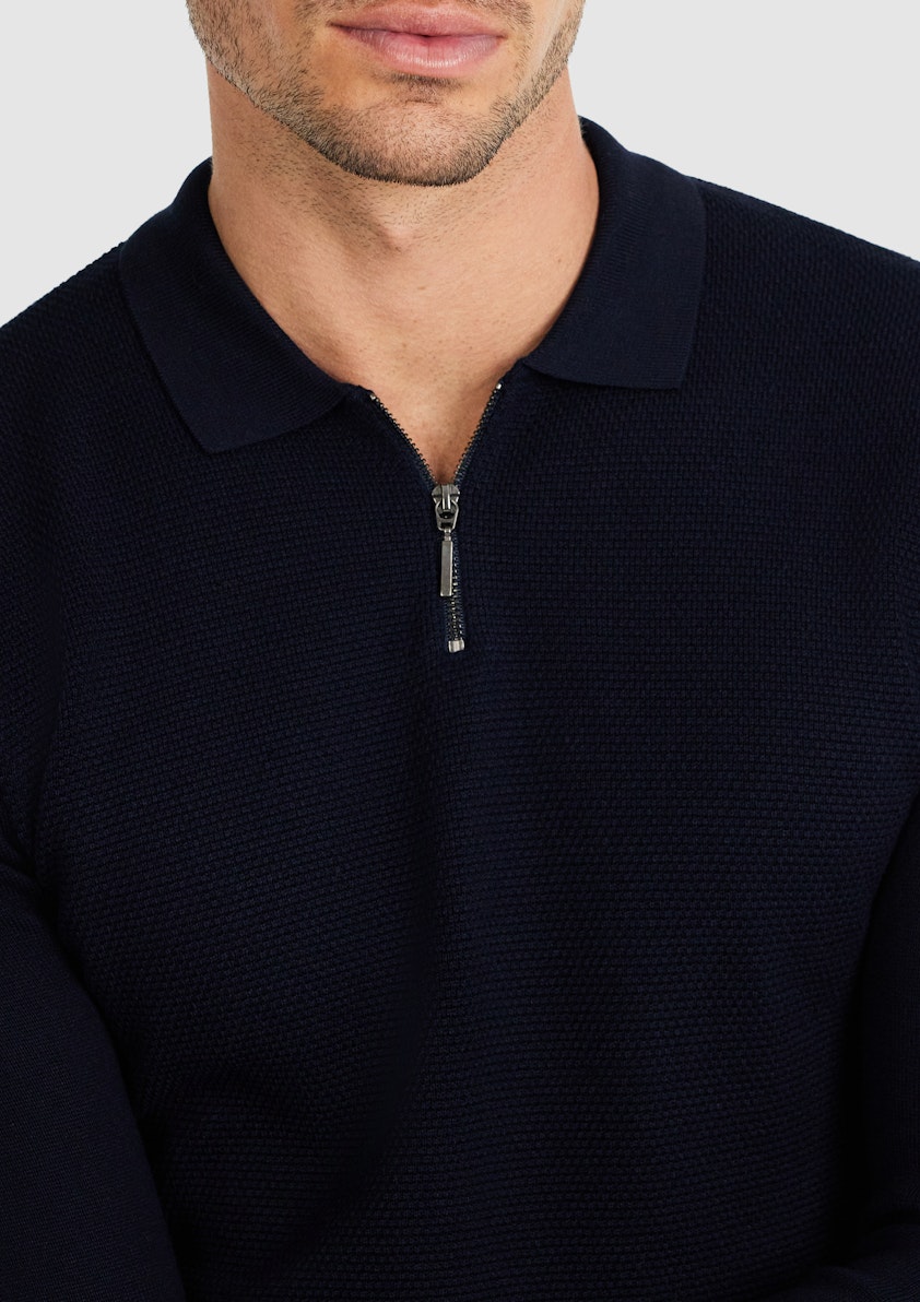 Navy Berkeley Zip Neck Knit