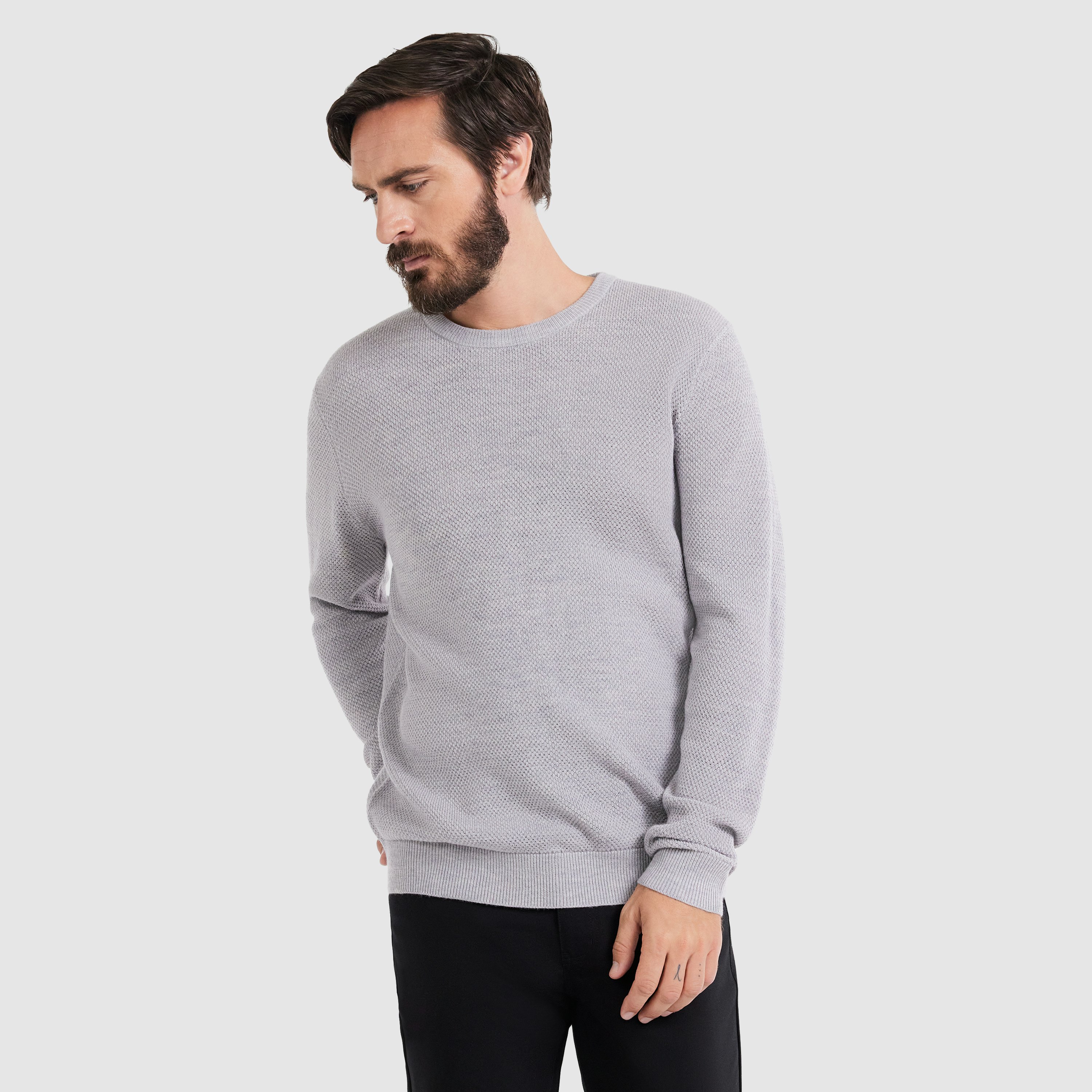 Silver Arlo Merino Wool Knit | Men's Tops | Tarocash AU