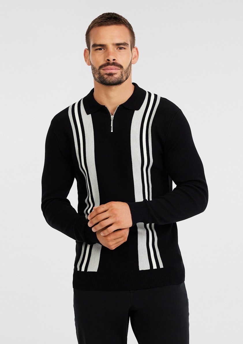 Shelby Stripe Zip Neck Knit