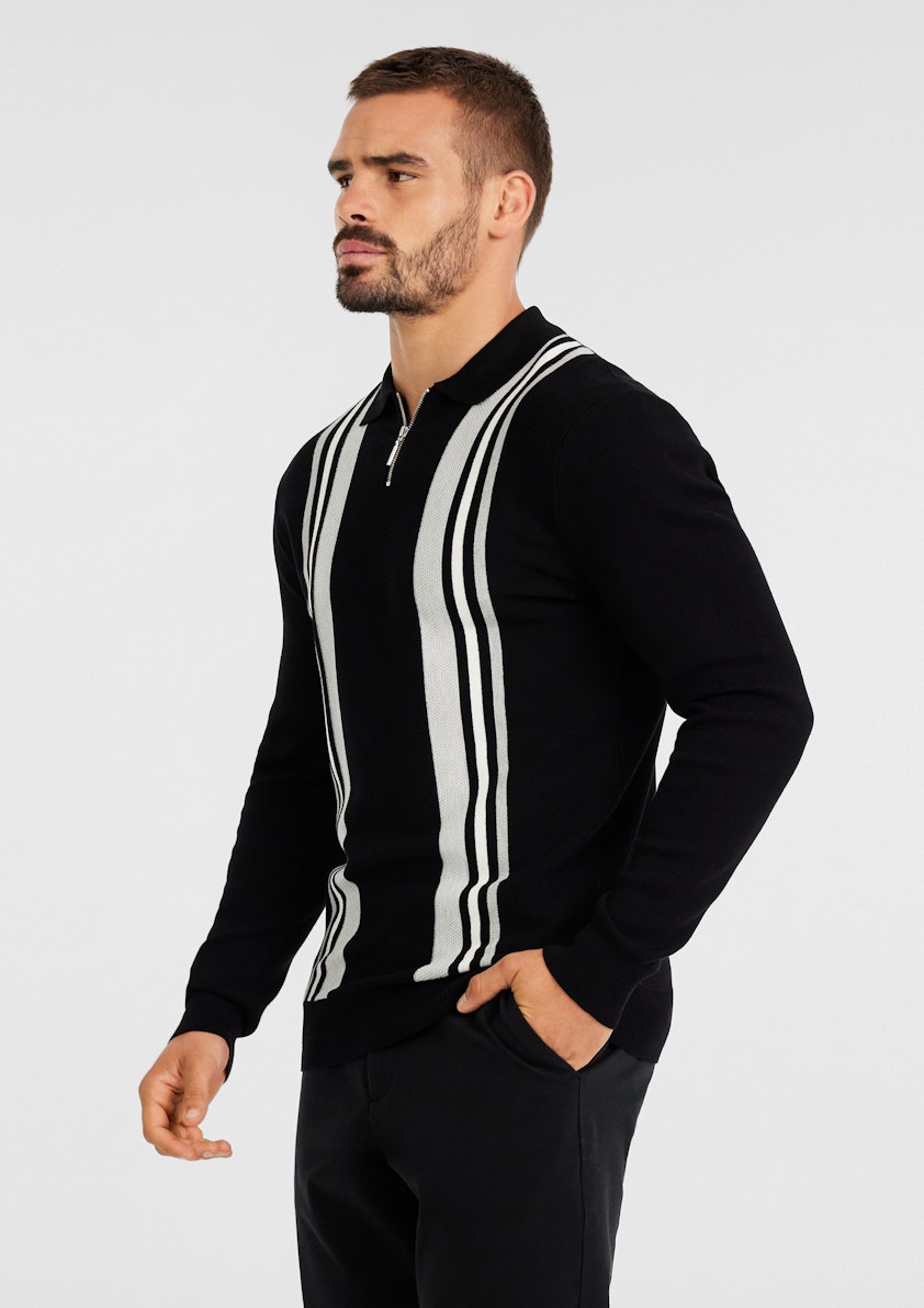 Shelby Stripe Zip Neck Knit