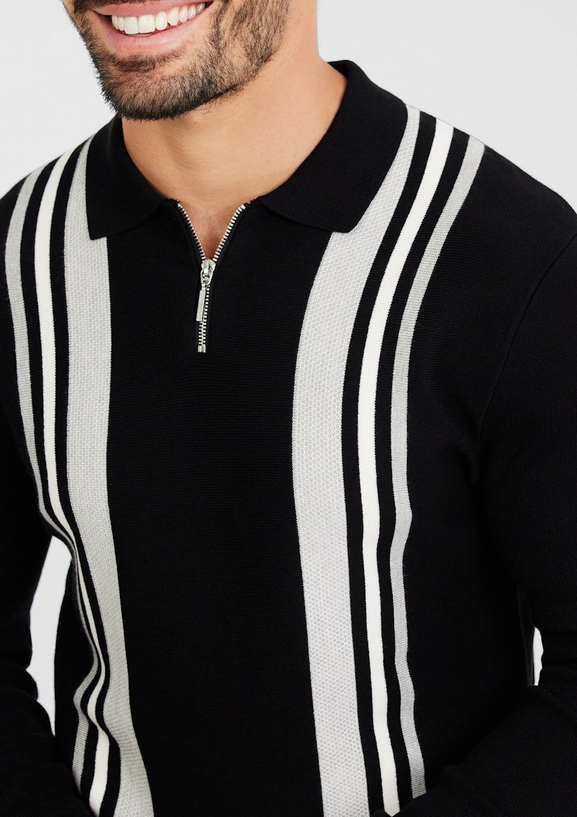 Shelby Stripe Zip Neck Knit