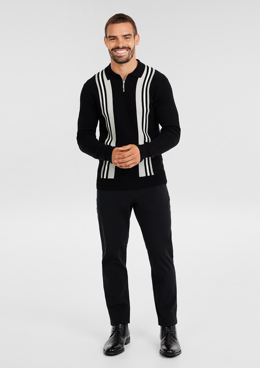 Shelby Stripe Zip Neck Knit