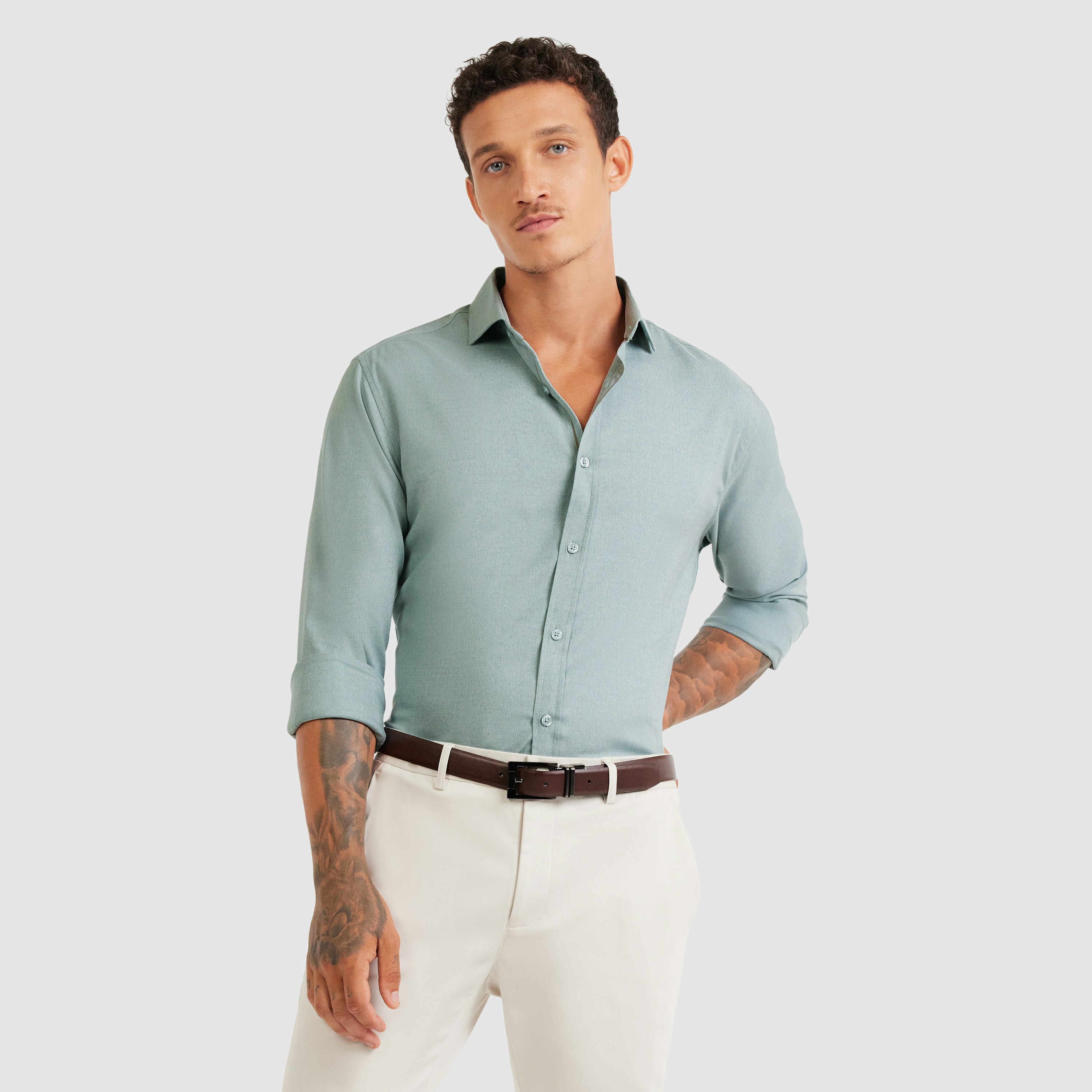 Light Green Reece Luxe Touch Shirt | Men's Tops | Tarocash AU