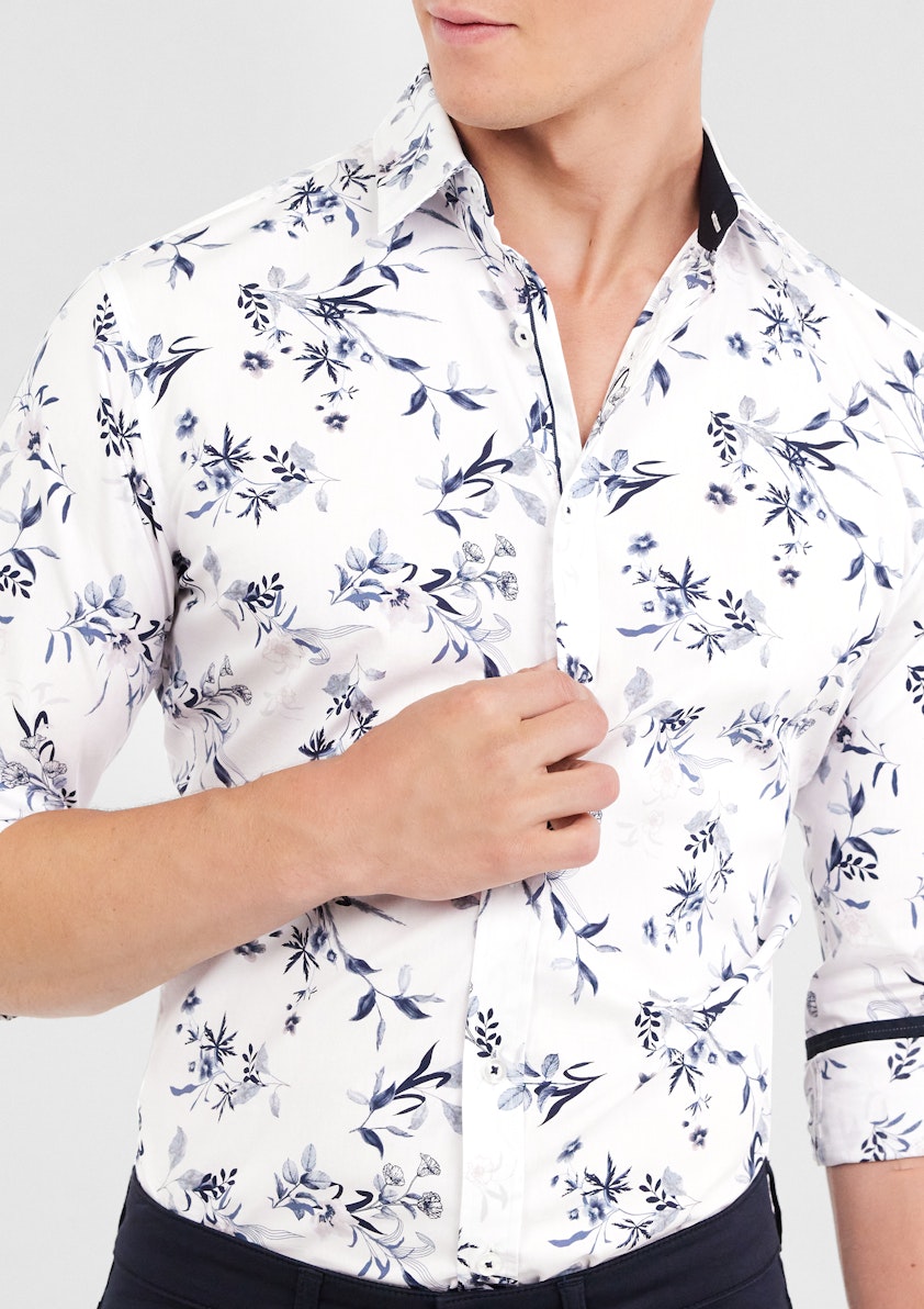 White Keyside Slim Leaf Shirt