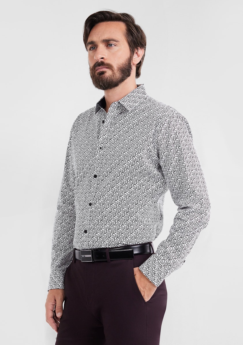 White Kelso Slim Geo Shirt