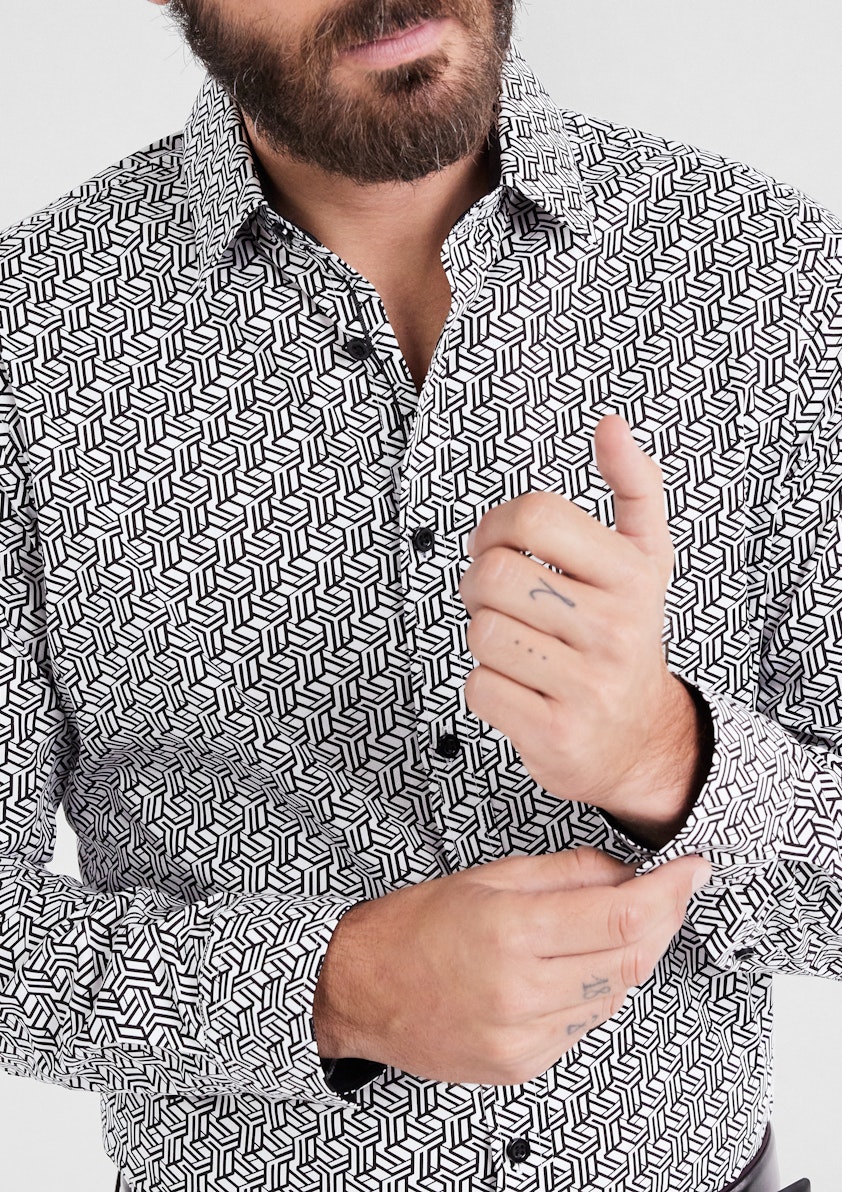White Kelso Slim Geo Shirt