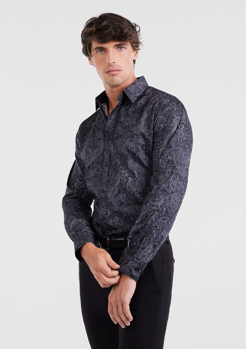 Black Oakdale Paisley Shirt