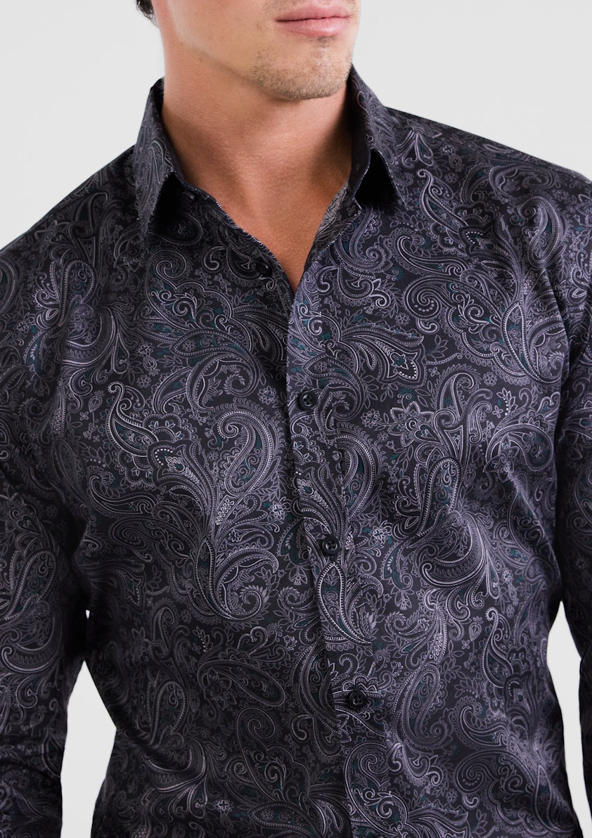 Black Oakdale Paisley Shirt
