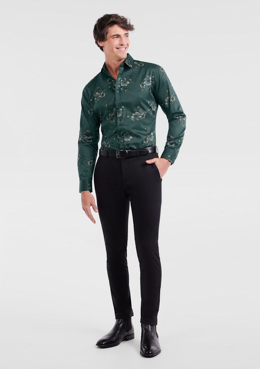 Dark Green Killarney Slim Floral Shirt