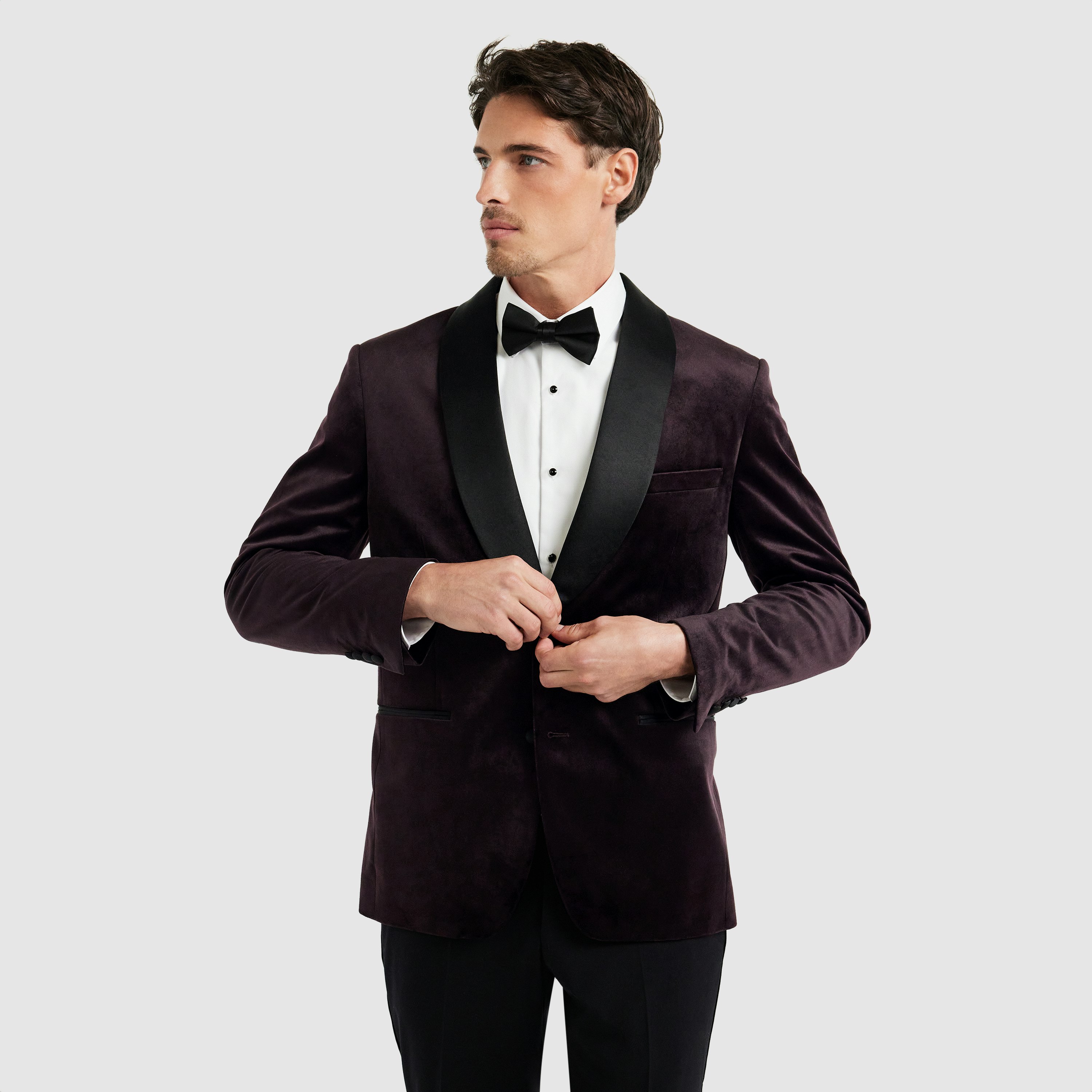 Dark Purple Bond Velvet Tuxedo Jacket | Men's Tops | Tarocash AU