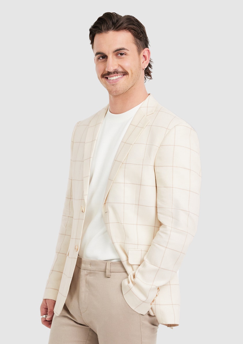 Natural Mansel Check Linen Blazer