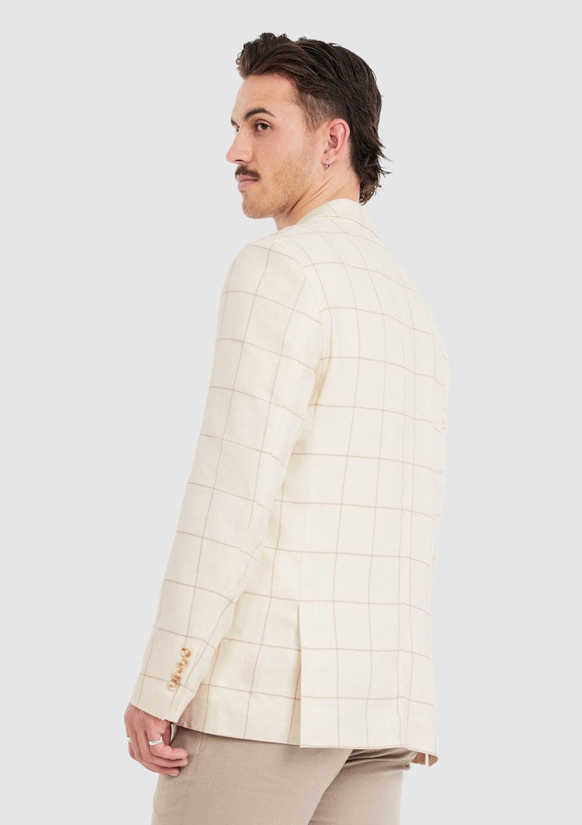 Natural Mansel Check Linen Blazer