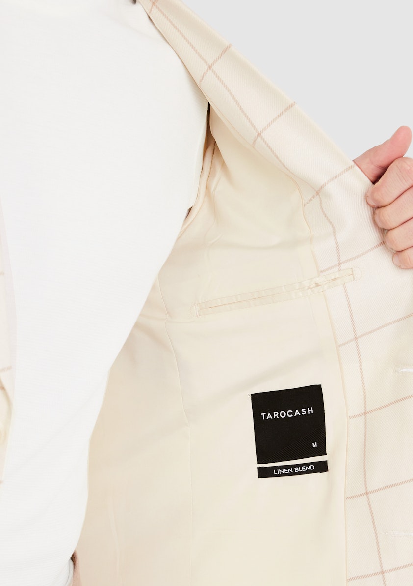 Natural Mansel Check Linen Blazer