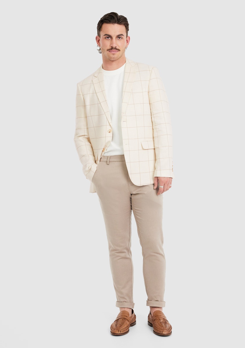 Natural Mansel Check Linen Blazer