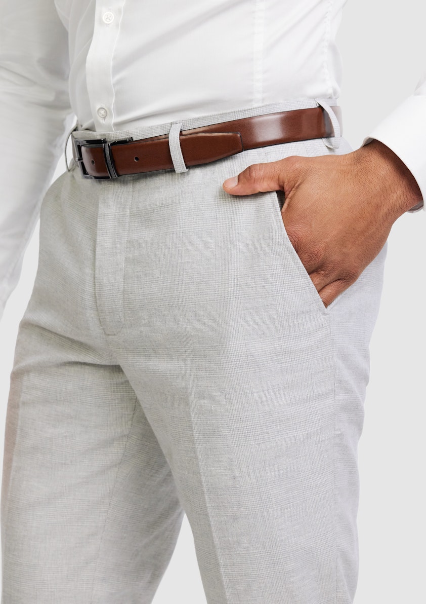 Delmar Slim Linen Check Pant
