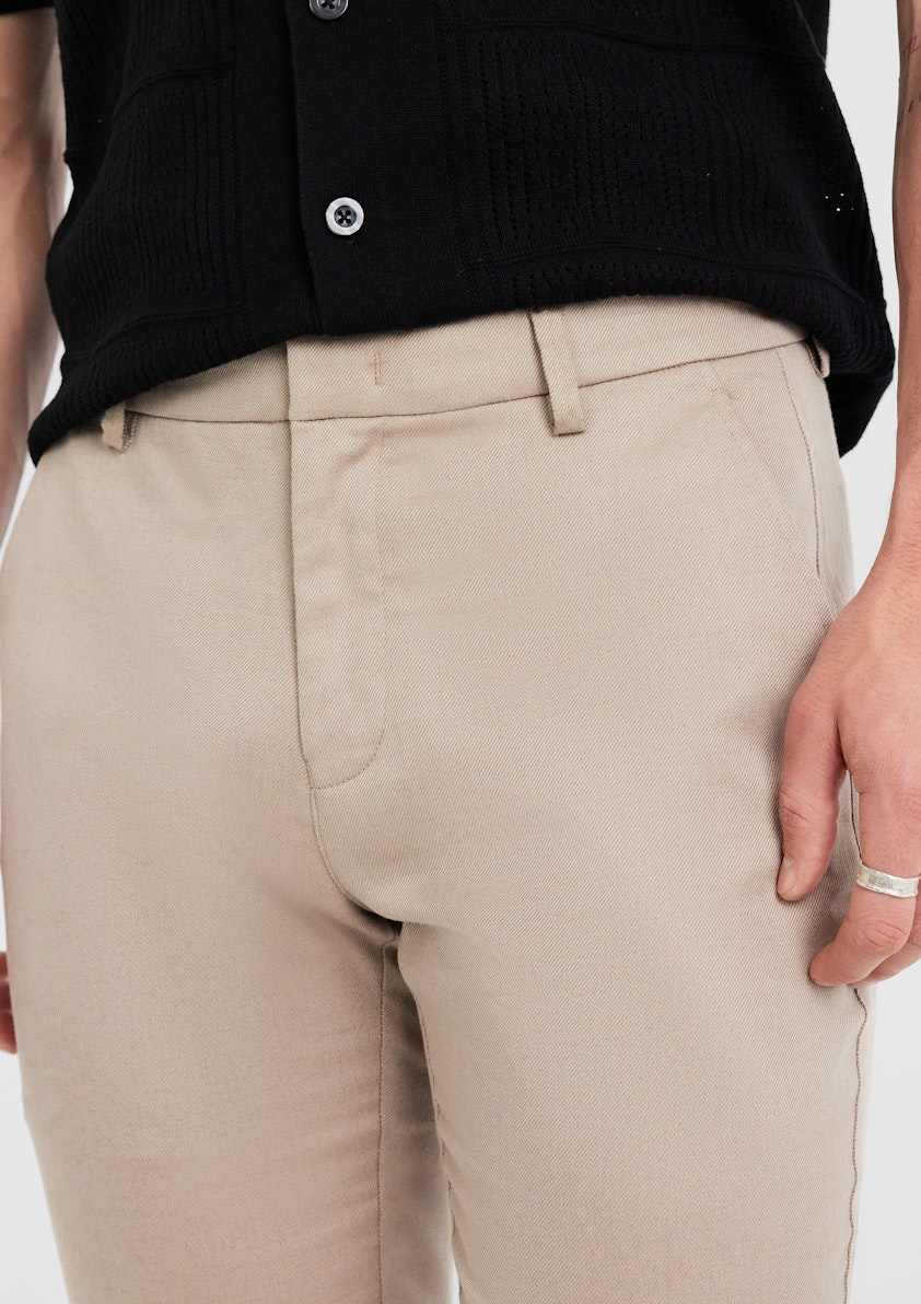 Sand Lucca Slim Stretch Linen Pant