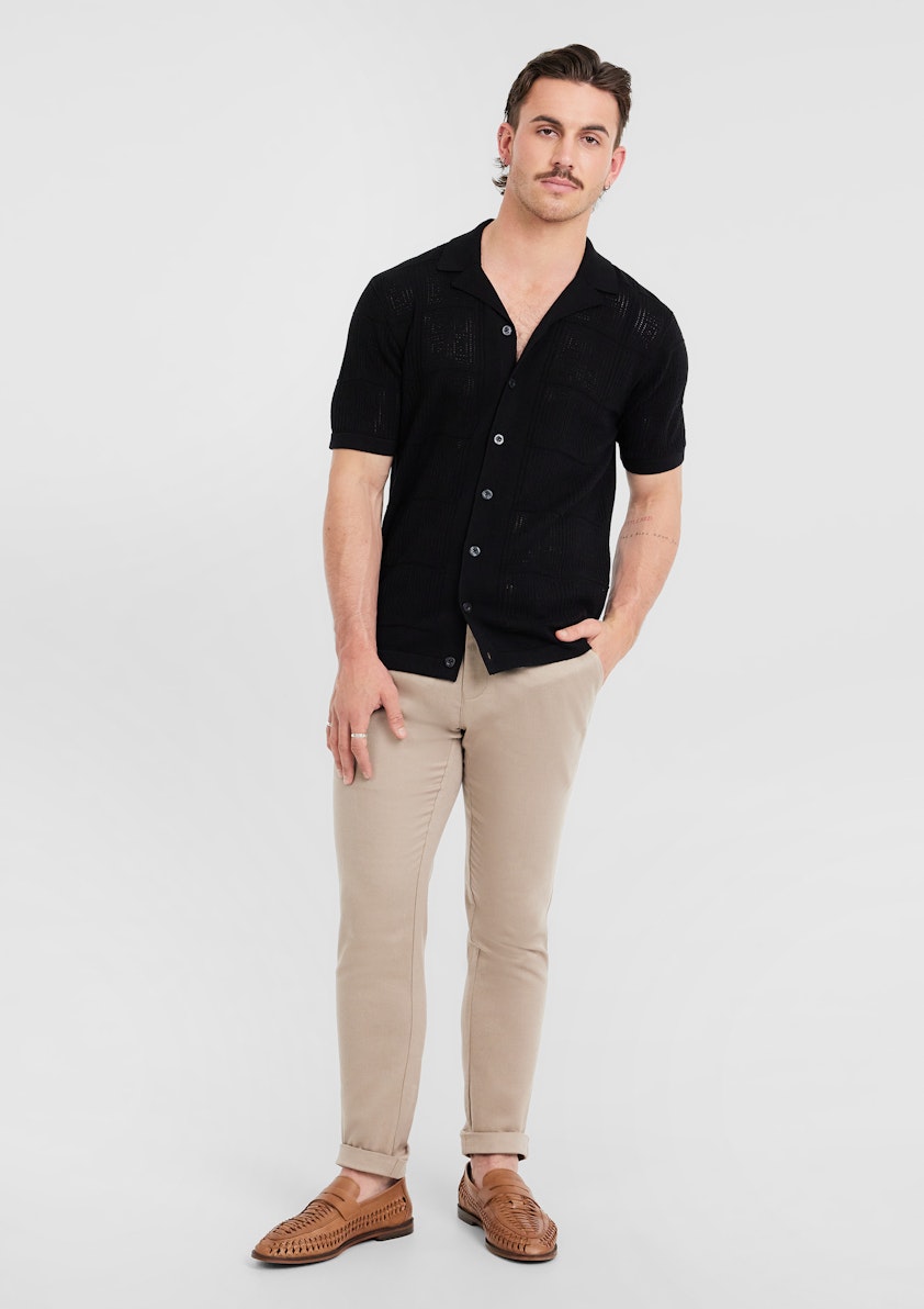 Sand Lucca Slim Stretch Linen Pant
