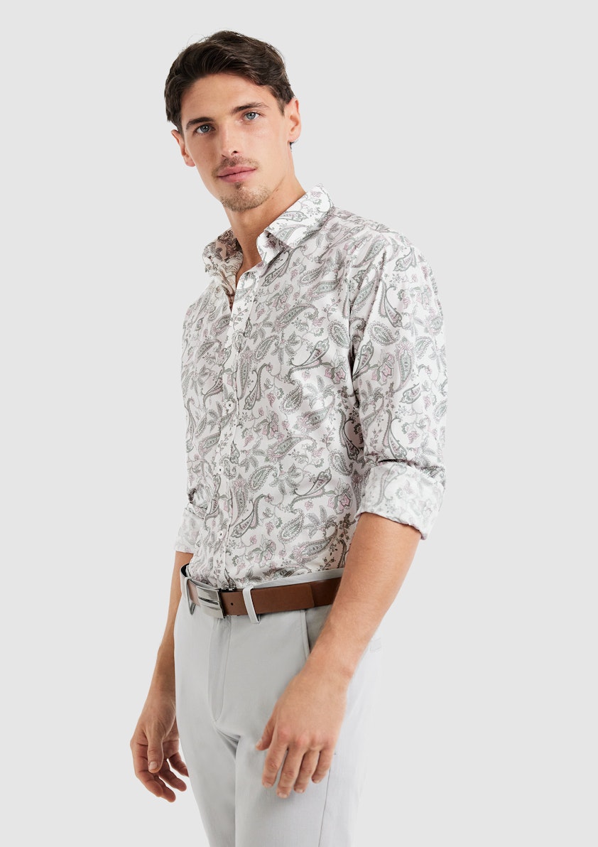 White Bassing Paisley Shirt