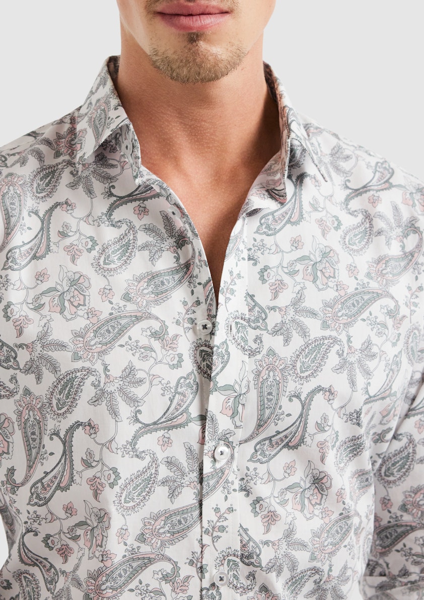 White Bassing Paisley Shirt