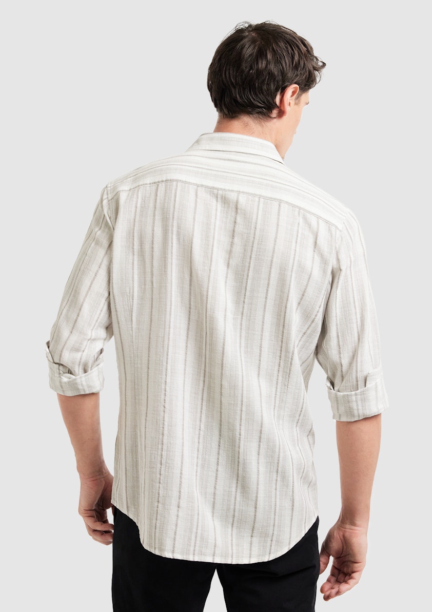 White Maine Textured Stripe Shirt