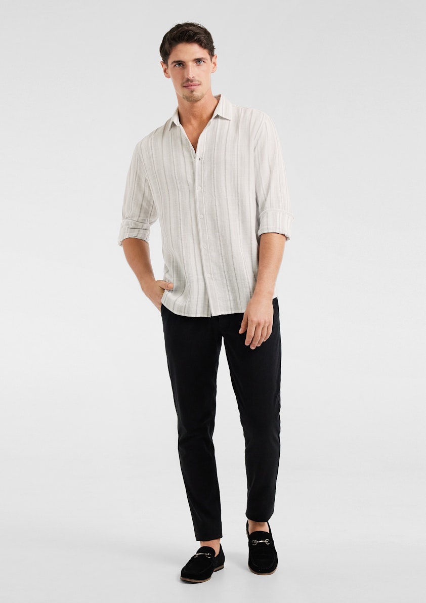 White Maine Textured Stripe Shirt