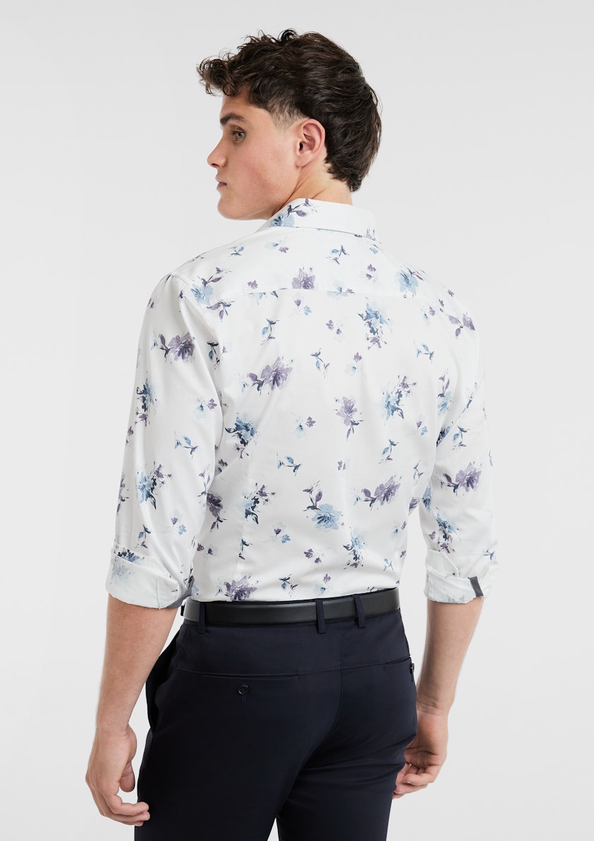 White Valenta Slim Floral Shirt
