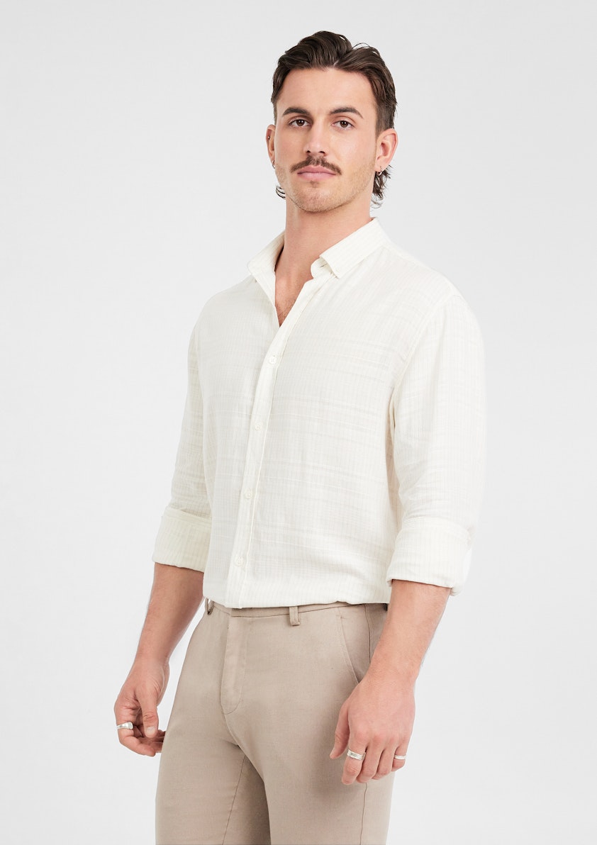 Ivory Ibiza Linen Stripe Shirt