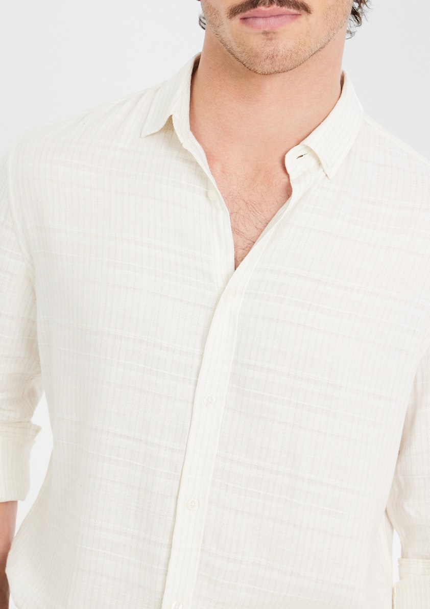 Ivory Ibiza Linen Stripe Shirt