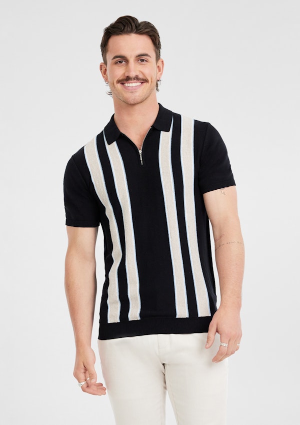 Irwin Zip Stripe Knit Polo