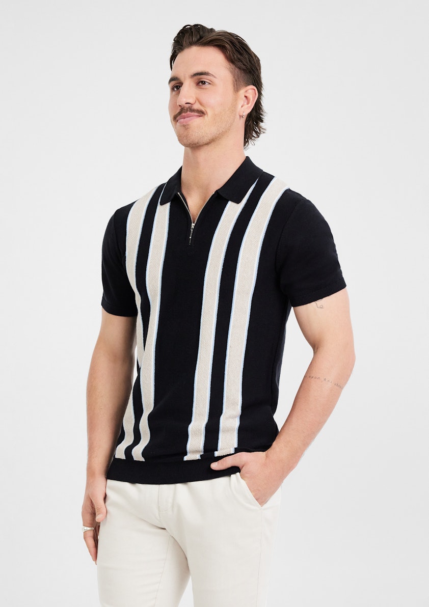 Irwin Zip Stripe Knit Polo