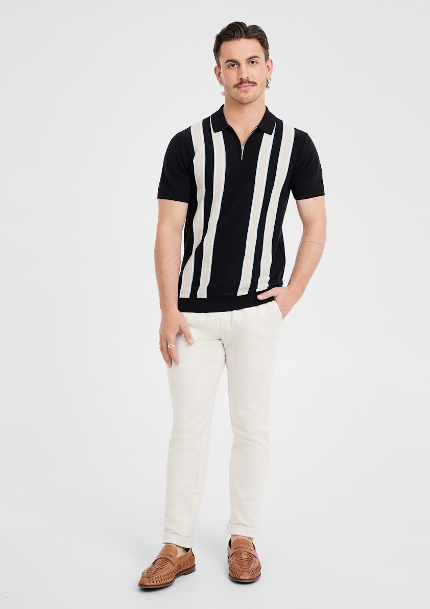 Irwin Zip Stripe Knit Polo