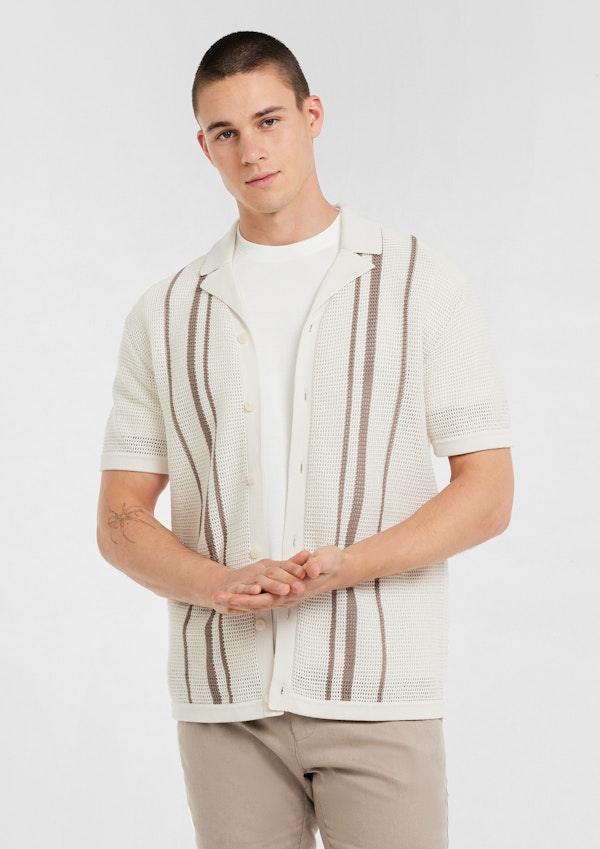 Rhodes Stripe Knit Polo Shirt