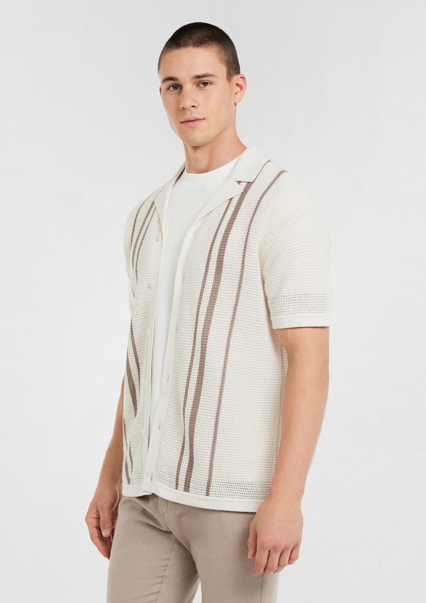 Rhodes Stripe Knit Polo Shirt