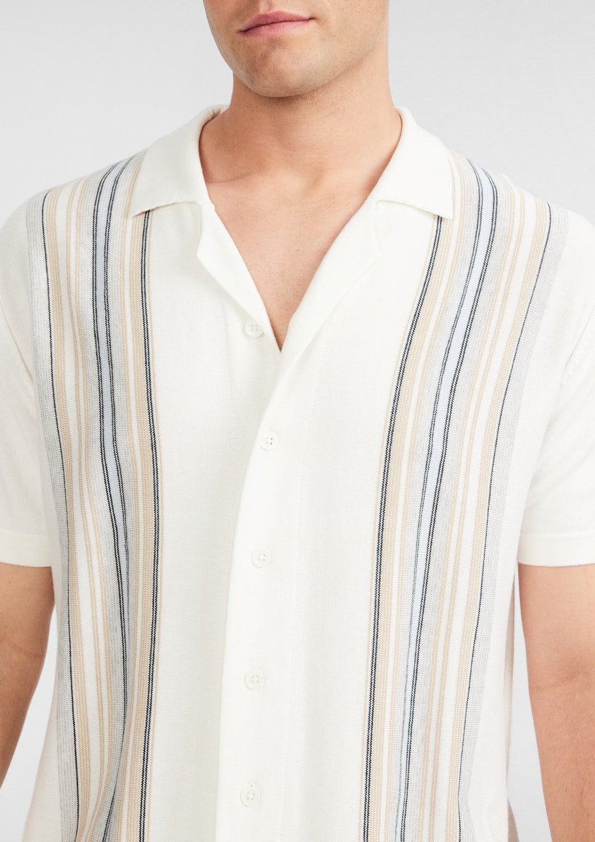 Ivory Brody Stripe Knit Polo Shirt