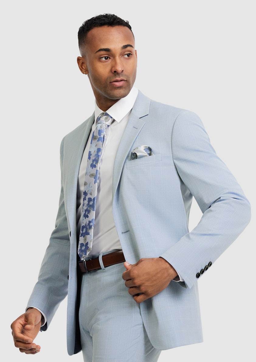 Light Blue Altaire Check Suit Jacket